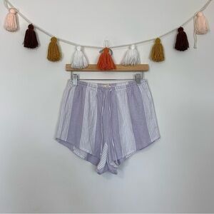 LA Hearts Lilac Purple White Striped Linen Blend Shorts Size Small